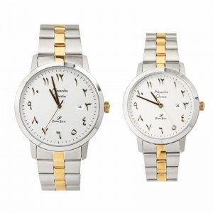 Alexandre Christie AC 1024 Silver Gold White Steel Couple